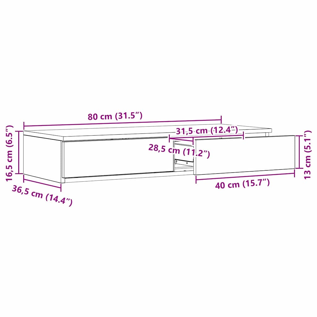 Zásuvky Pod Postel Betonově Šedá 80 X 36,5 X 16,5 Cm