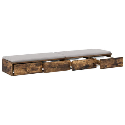 Zásuvky Pod Postel Se Zásuvkou Kouřový Dub 140 X 36,5 X 16,5 Cm