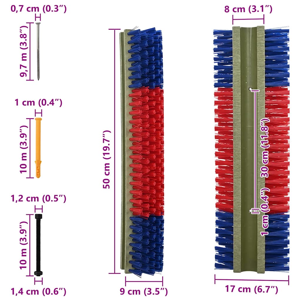 Kartáče Na Dobytek Červená A Modrá 50 X 17 X 9 Cm Pp
