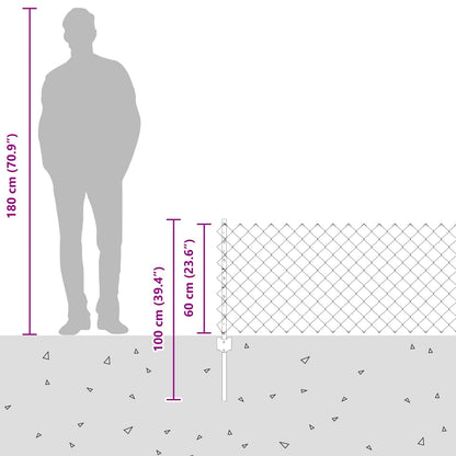 Plot S Řetězovým Odkazem A Sloupkem 10 X 0,6 M Šedá Síťovina