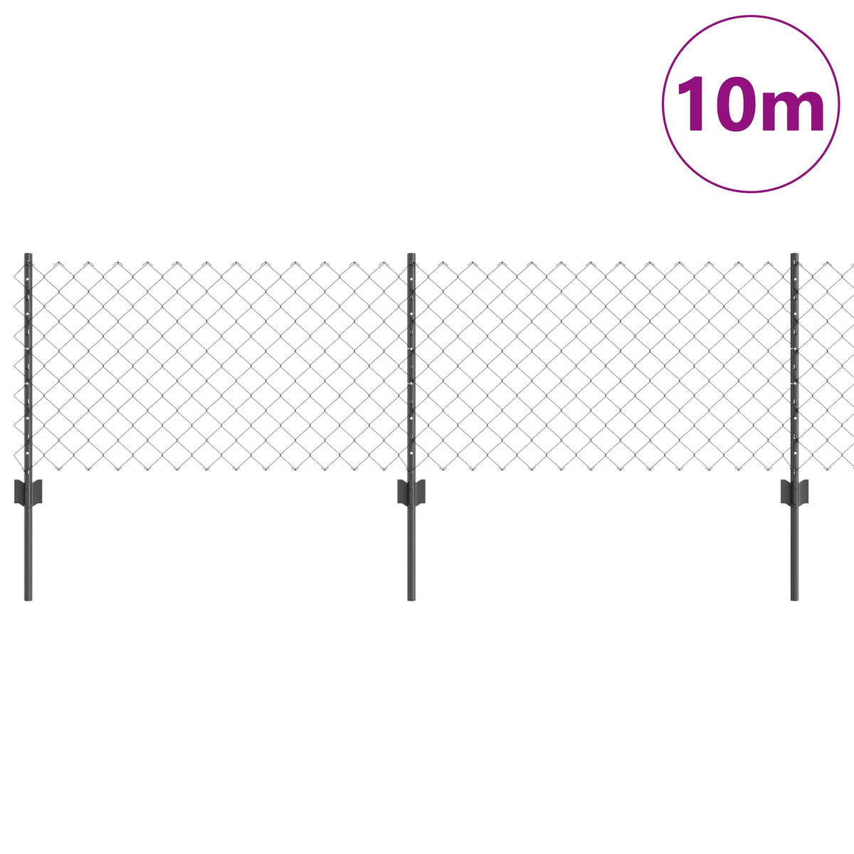 Plot S Řetězovým Odkazem A Sloupkem 10 X 0,6 M Šedá Síťovina