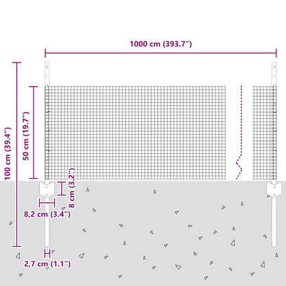 Svařovaná Drátěná Plotovina S Tyčkami 10 X 0,5 M Šedá Síťovina
