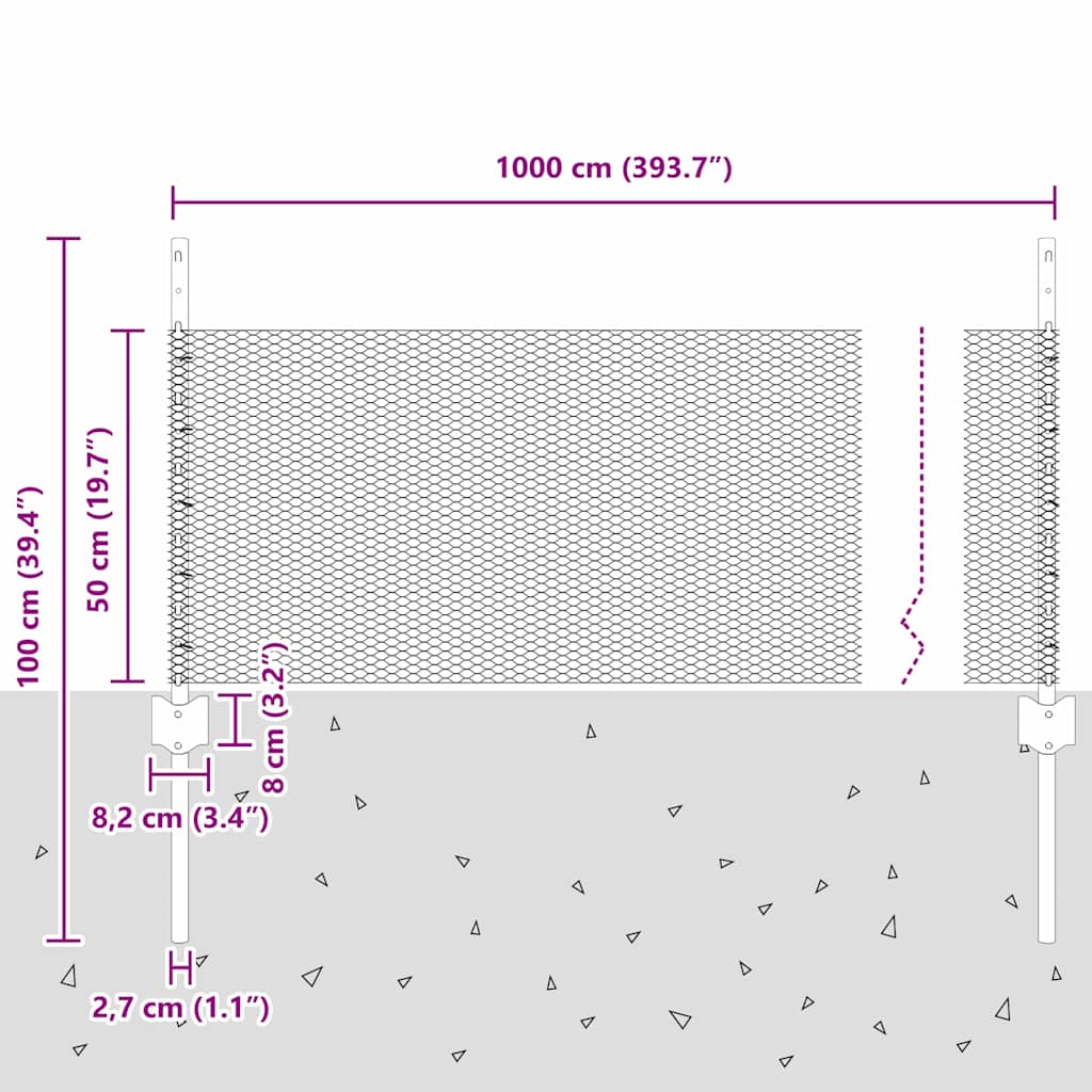 Hexagonální Plot S Podpěrou 10 X 0,5 M Ocel Potažená Pvc Šedá