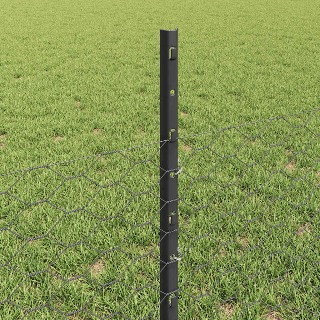 Hexagonální Plot S Podpěrou 10 X 0,5 M Ocel Potažená Pvc Šedá