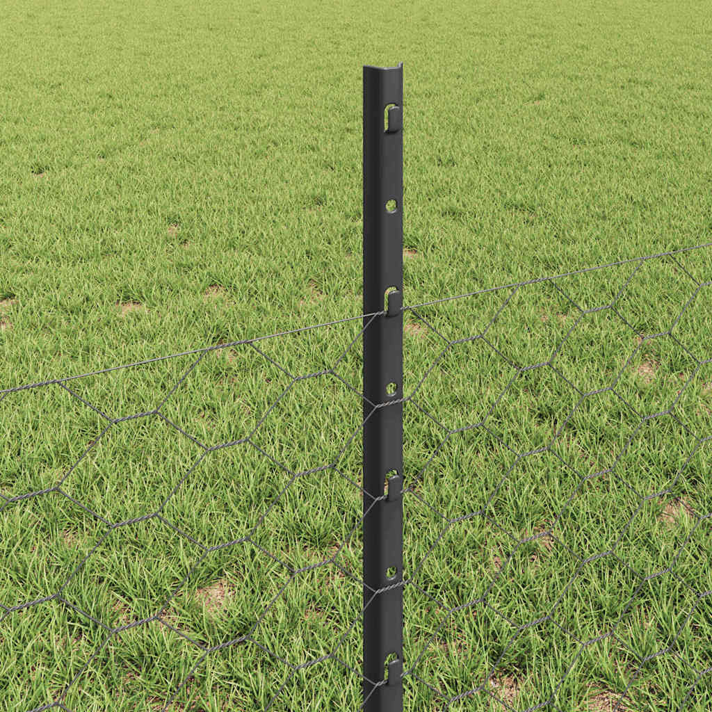 Hexagonální Plot S Podpěrou 10 X 0,5 M Ocel Potažená Pvc Šedá