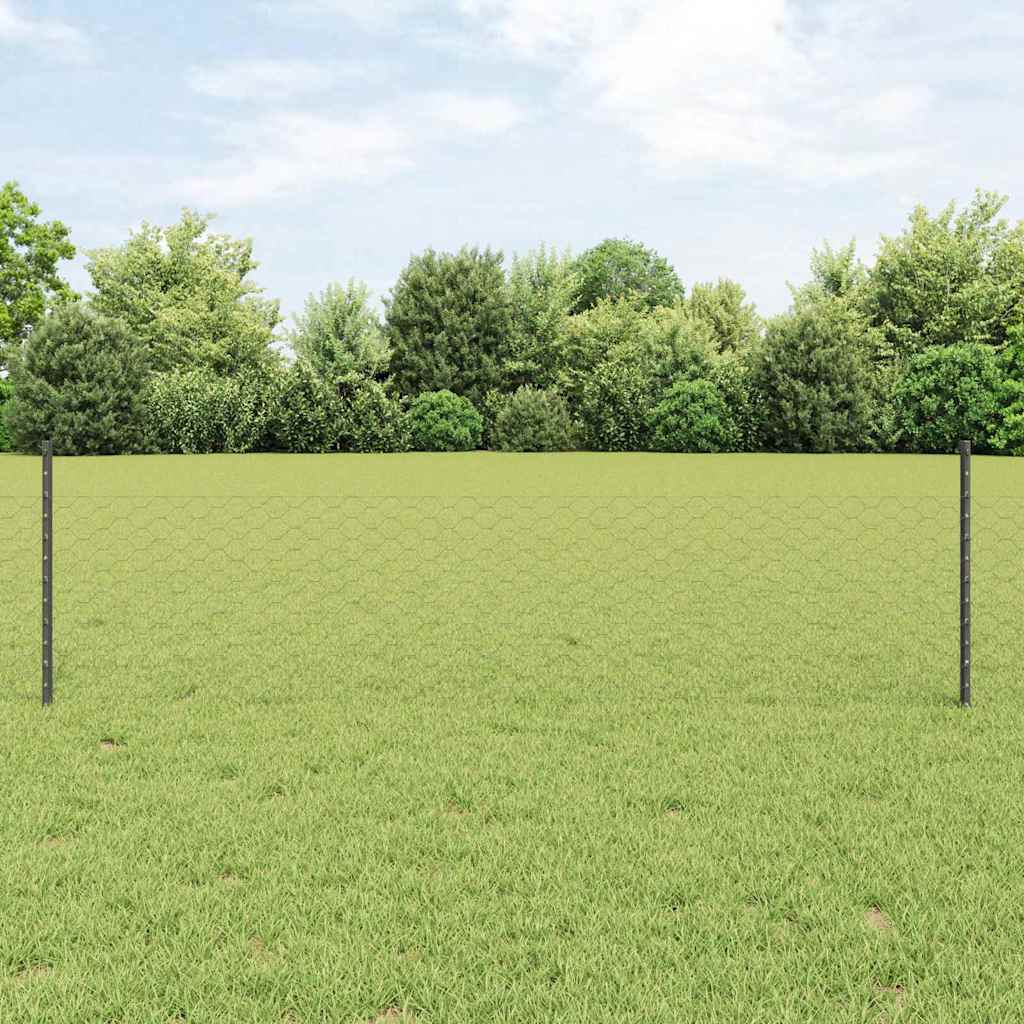 Hexagonální Plot S Podpěrou 10 X 0,5 M Ocel Potažená Pvc Šedá
