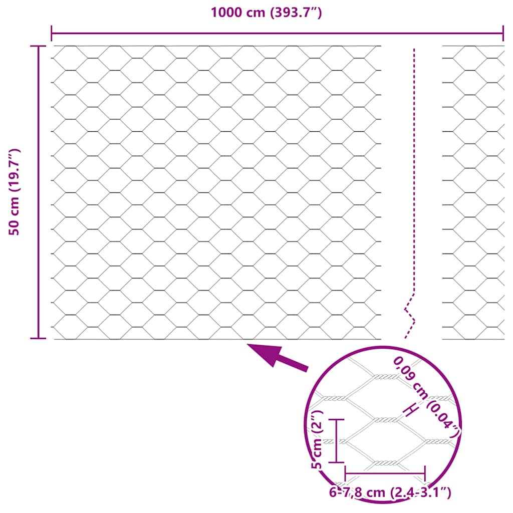 Hexagonální Plot S Podpěrou 10 X 0,5 M Ocel Potažená Pvc Šedá