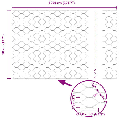 Hexagonální Plot S Podpěrou 10 X 0,5 M Ocel Potažená Pvc Šedá