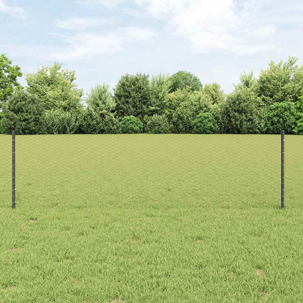 Hexagonální Plot S Podpěrou 10 X 0,6 M Ocel Potažená Pvc Šedá