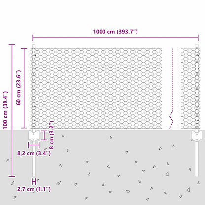 Hexagonální Plot S Podpěrou 10 X 0,6 M Ocel Potažená Pvc Šedá