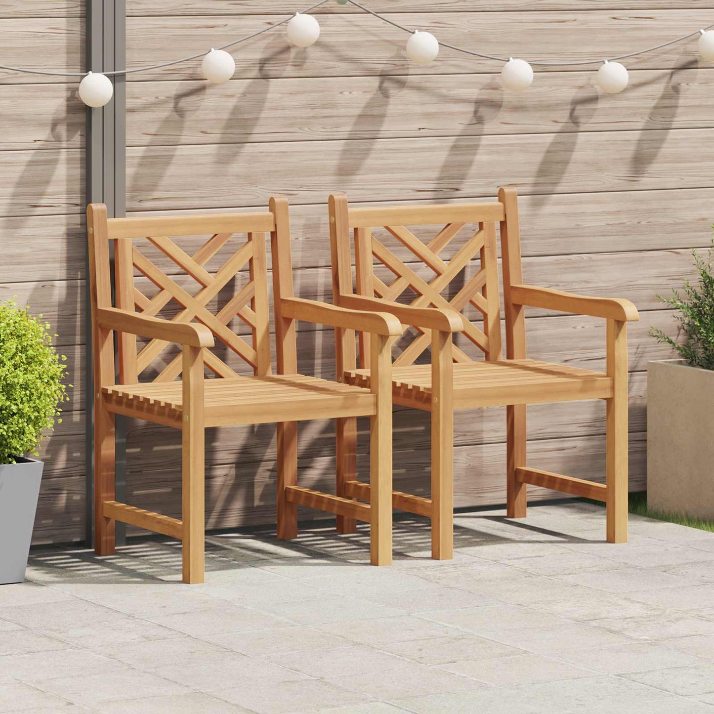 Zahradní Křeslo 2 Pcs 60 X 58 X 90 Cm Pevné Teakové Dřevo
