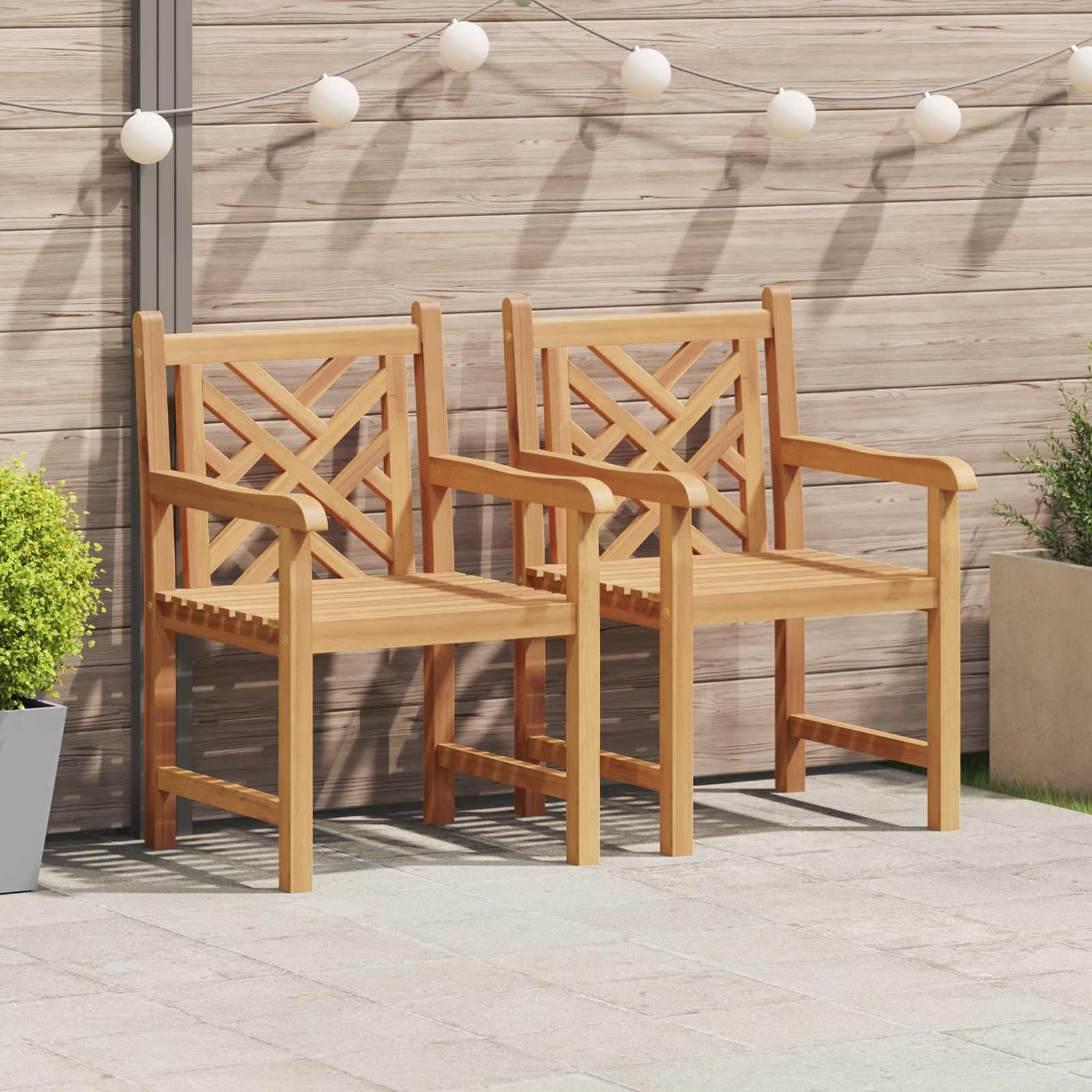 Zahradní Křeslo 2 Pcs 60 X 58 X 90 Cm Pevné Teakové Dřevo