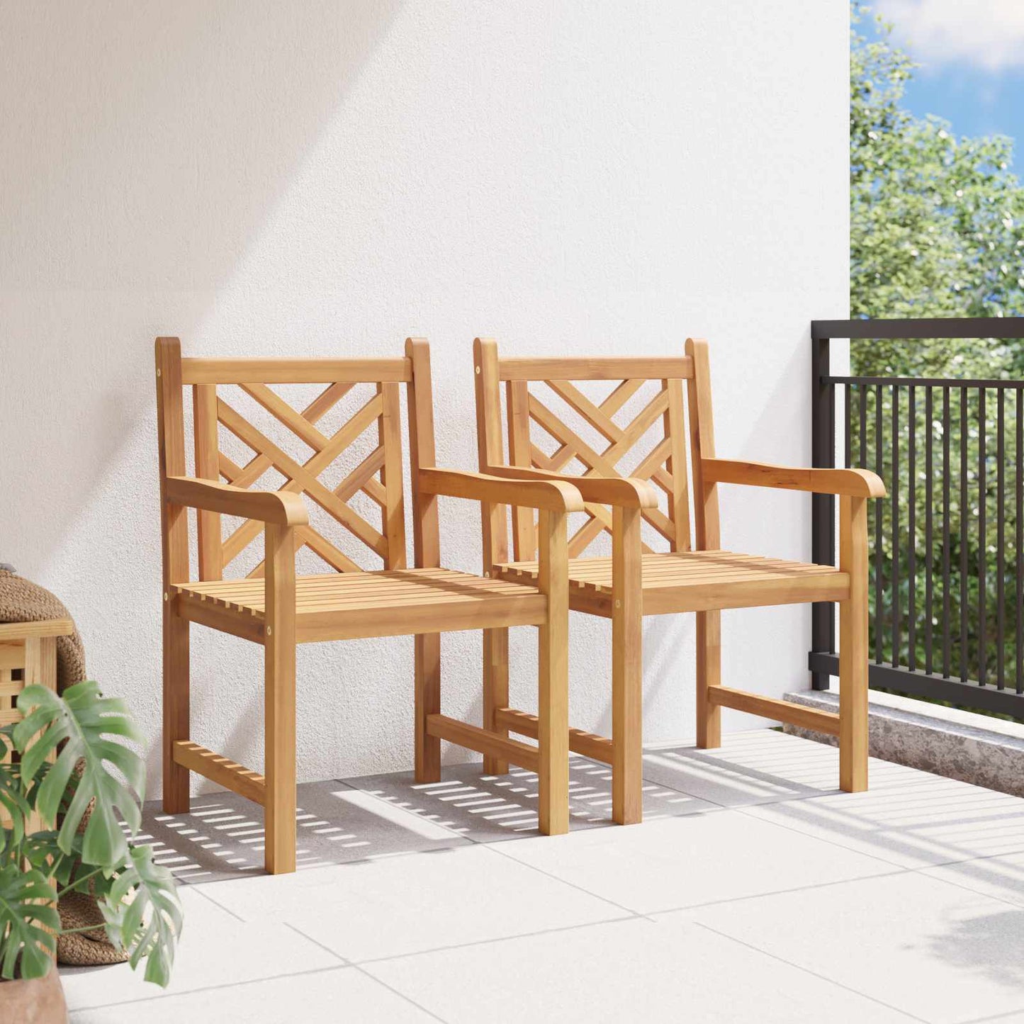 Zahradní Křeslo 2 Pcs 60 X 58 X 90 Cm Pevné Teakové Dřevo