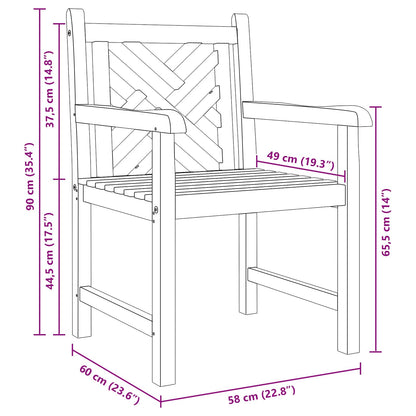 Zahradní Křeslo 2 Pcs 60 X 58 X 90 Cm Pevné Teakové Dřevo