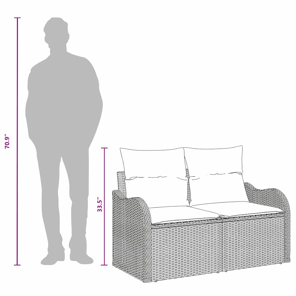 Zahradní Sofa S Polštářem 121 X 62 X 69 Cm Polyratan