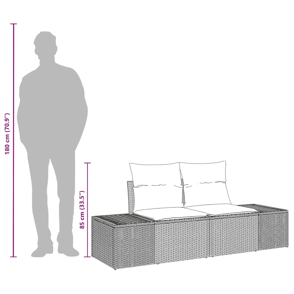 Zahradní Sofa S Polštářem 184 X 62 X 69 Cm Polyratan