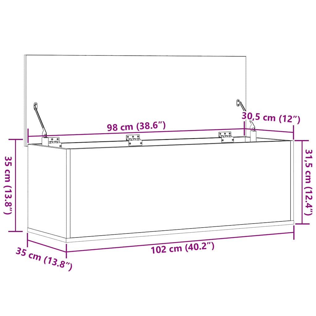 Úložná Krabice Artisanový Dub 102 X 35 X 35 Cm Kompozitní Dřevo