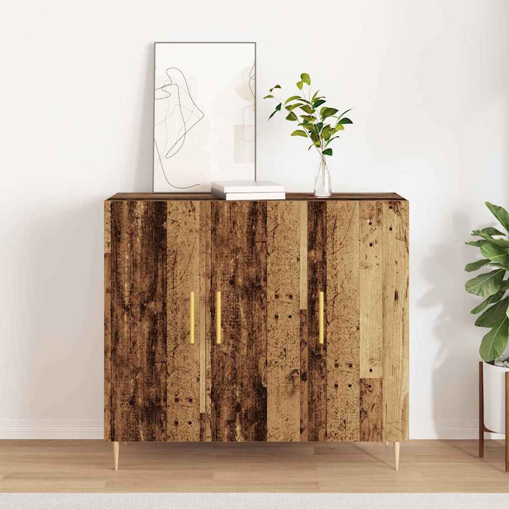 Servírovací Skříň Staré Dřevo 90 X 34 X 80 Cm Kompozitní Dřevo