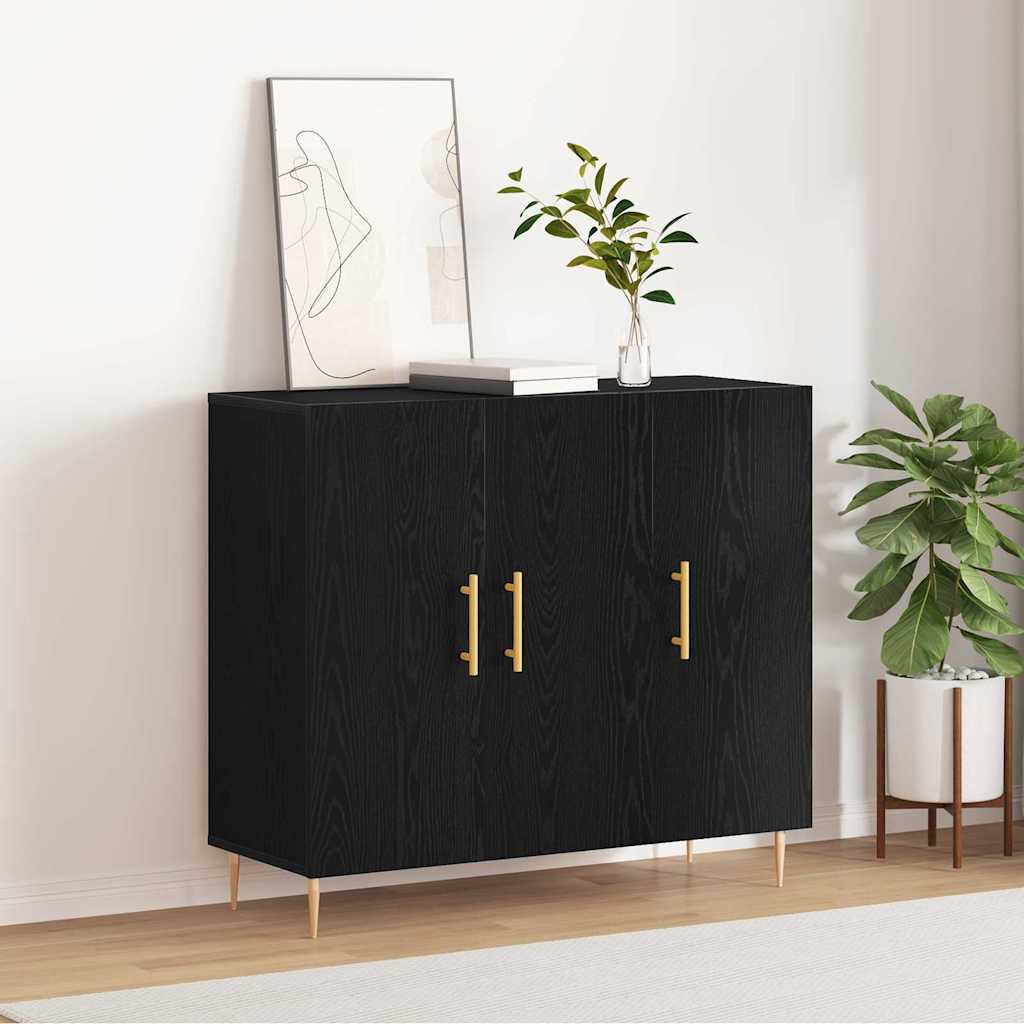 Servírovací Skříň Černý Dub 90 X 34 X 80 Cm Kompozitní Dřevo