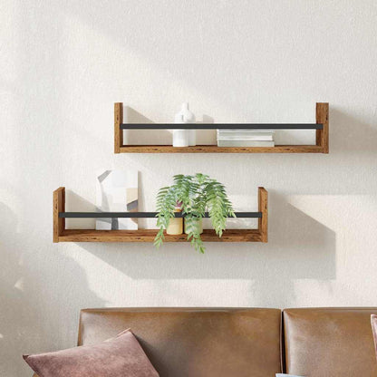 Nástěnná Polička Nástěnný 2 Pcs Staré Dřevo 60 X 16 X 14 Cm