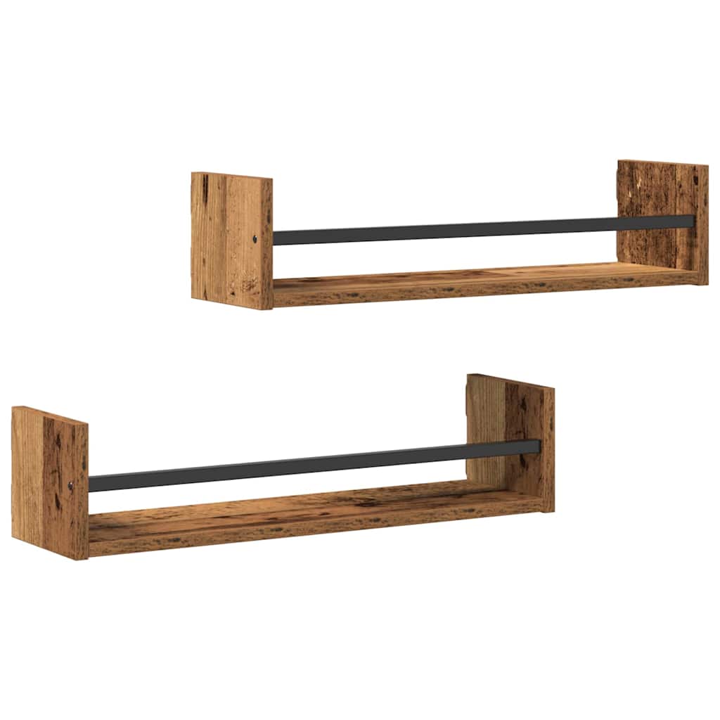 Nástěnná Polička Nástěnný 2 Pcs Staré Dřevo 60 X 16 X 14 Cm