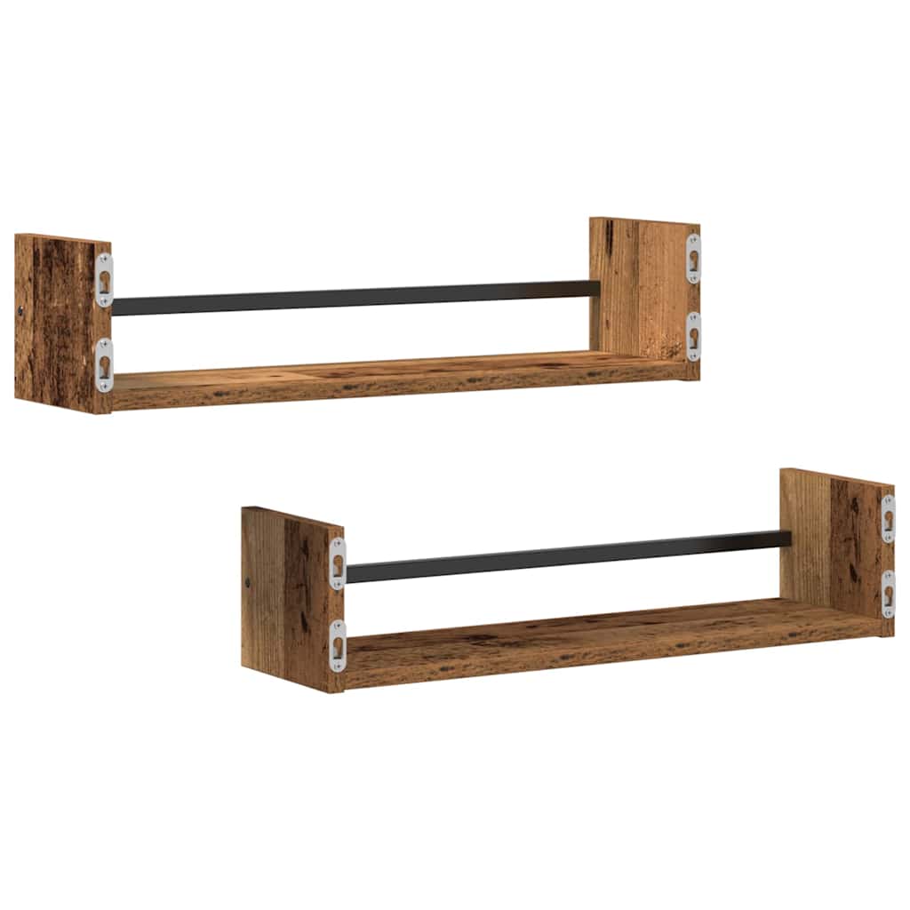 Nástěnná Polička Nástěnný 2 Pcs Staré Dřevo 60 X 16 X 14 Cm