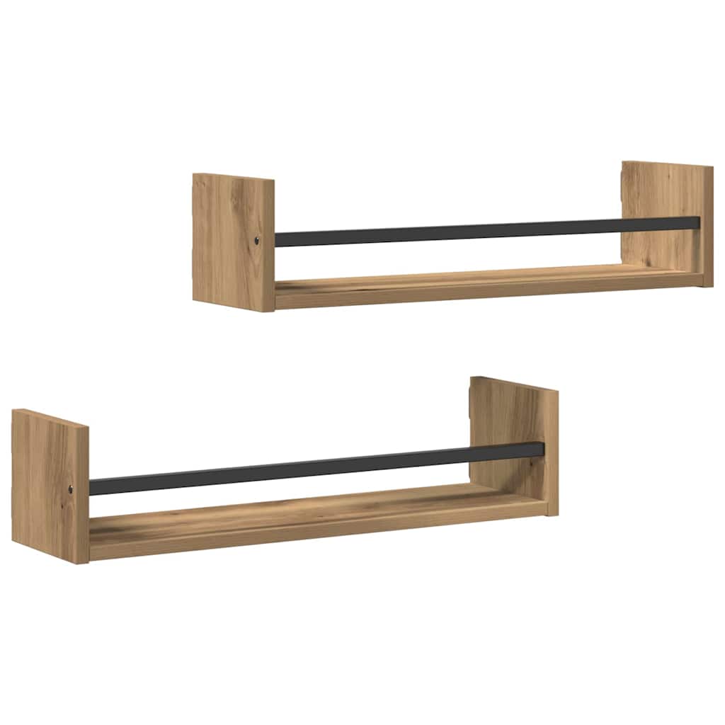 Nástěnná Polička Nástěnná Montáž 2 Pcs Artisanový Dub
