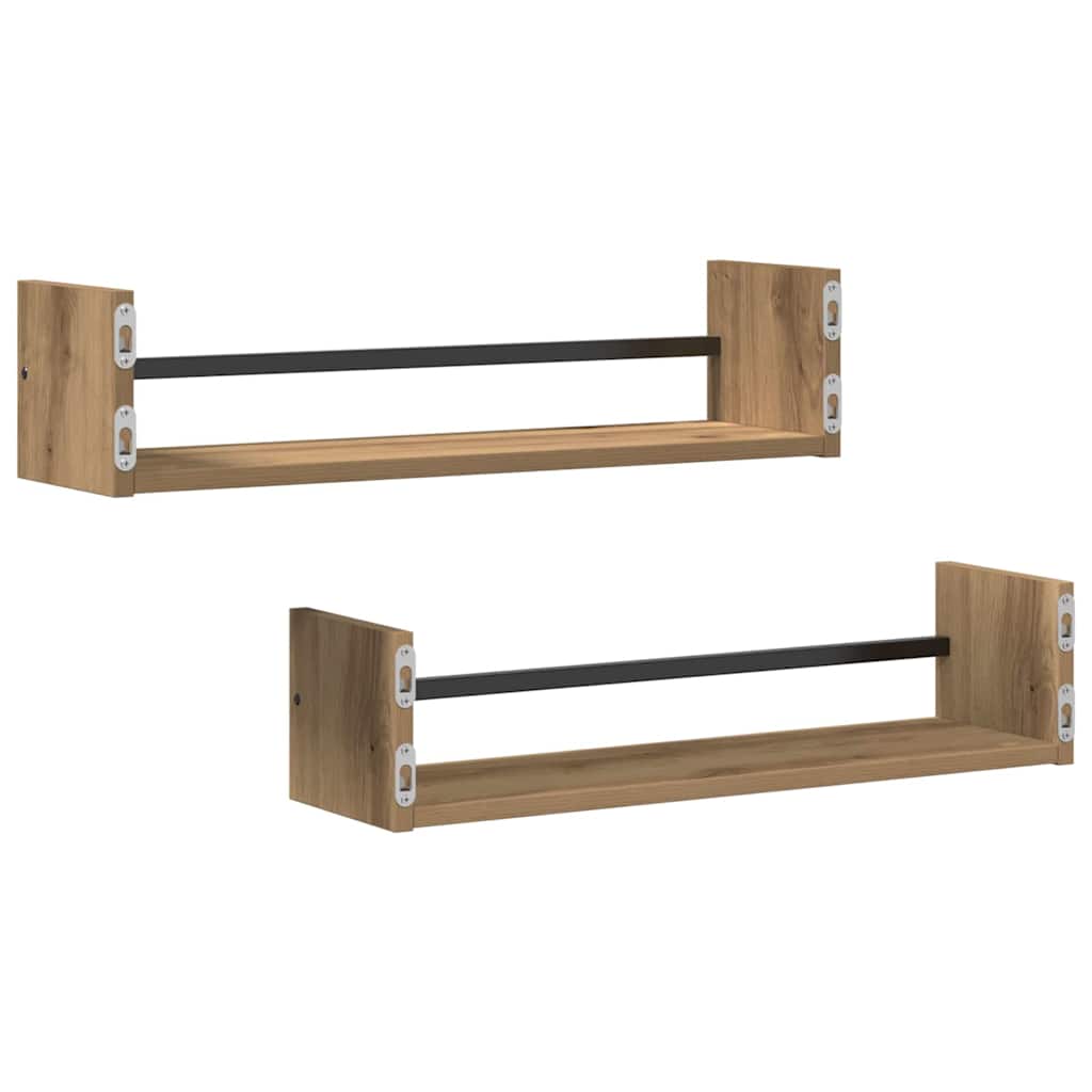 Nástěnná Polička Nástěnná Montáž 2 Pcs Artisanový Dub