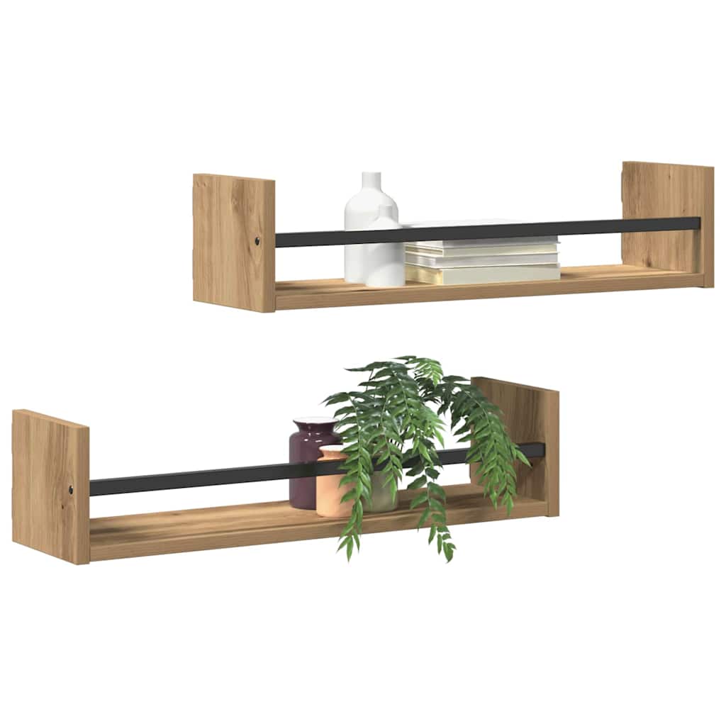 Nástěnná Polička Nástěnná Montáž 2 Pcs Artisanový Dub