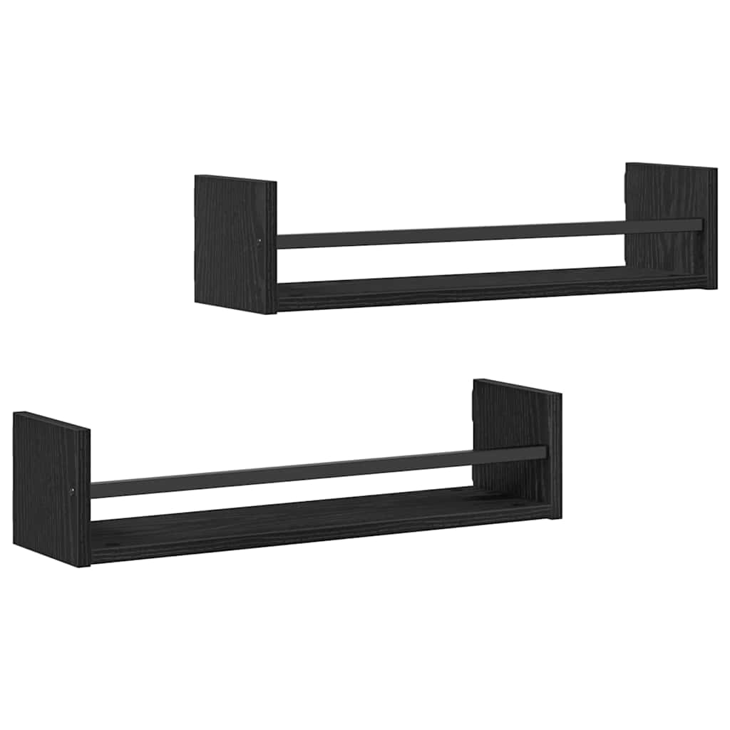 Nástěnná Polička Nástěnný 2 Pcs Černý Dub 60 X 16 X 14 Cm