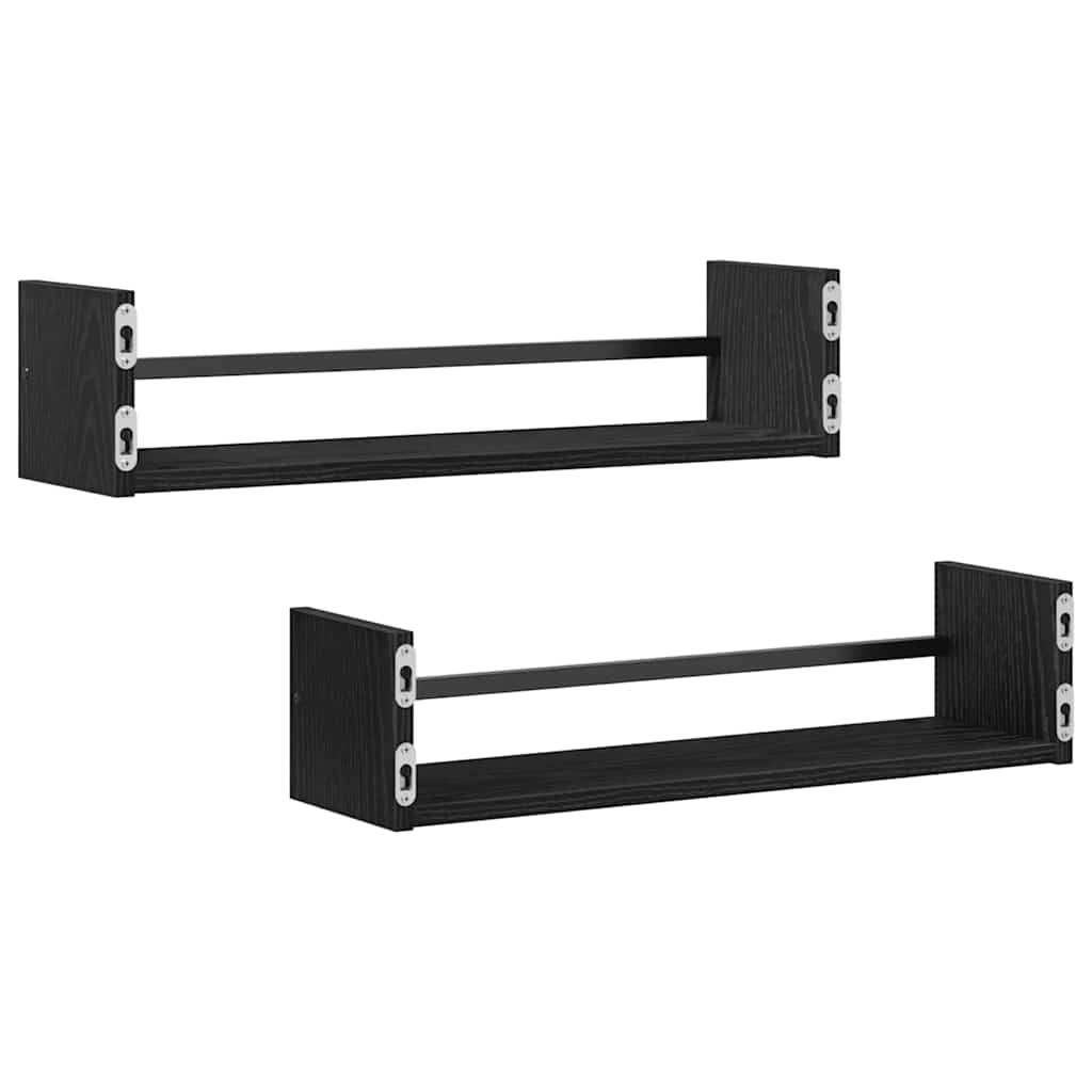 Nástěnná Polička Nástěnný 2 Pcs Černý Dub 60 X 16 X 14 Cm