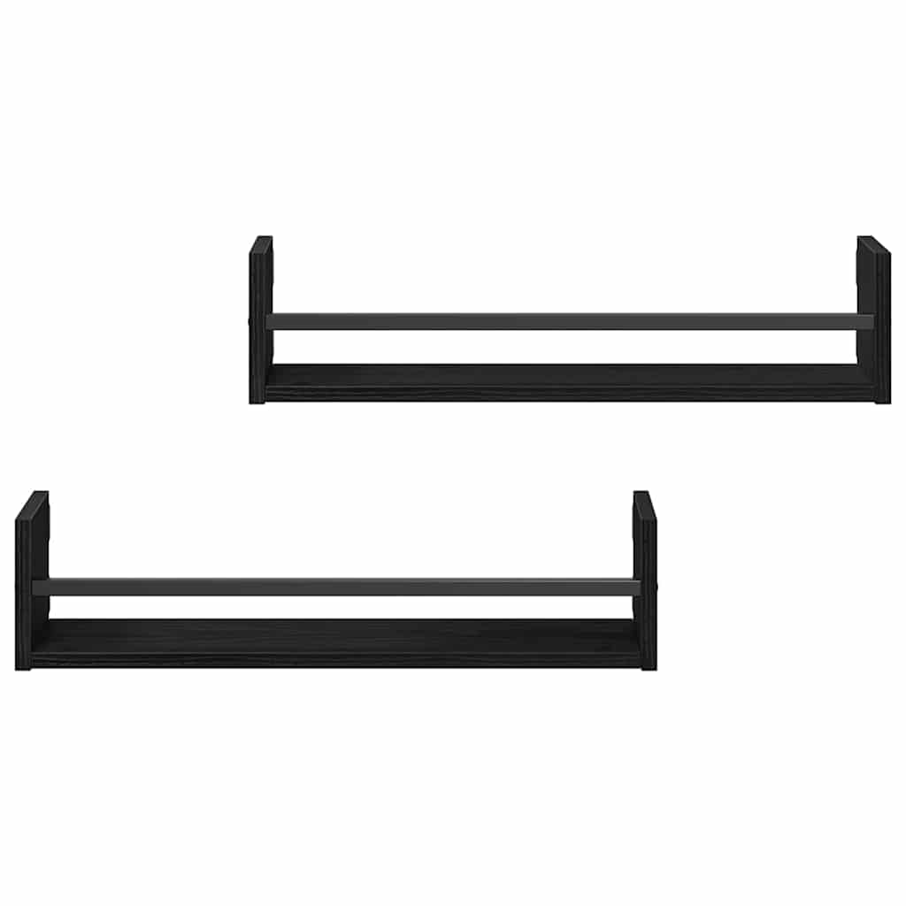 Nástěnná Polička Nástěnný 2 Pcs Černý Dub 60 X 16 X 14 Cm