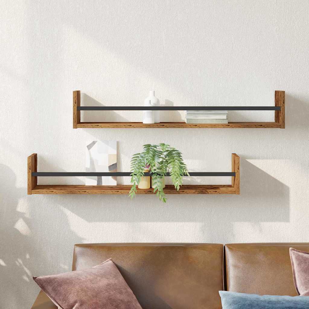 Nástěnná Polička Nástěnný 2 Pcs Staré Dřevo 80 X 16 X 14 Cm