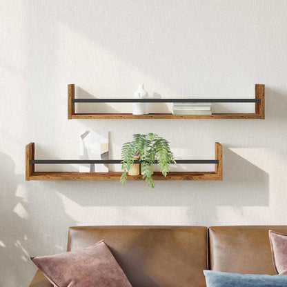 Nástěnná Polička Nástěnný 2 Pcs Staré Dřevo 80 X 16 X 14 Cm