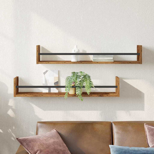 Nástěnná Polička Nástěnný 2 Pcs Staré Dřevo 80 X 16 X 14 Cm