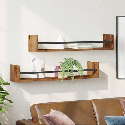 Nástěnná Polička Nástěnný 2 Pcs Staré Dřevo 80 X 16 X 14 Cm
