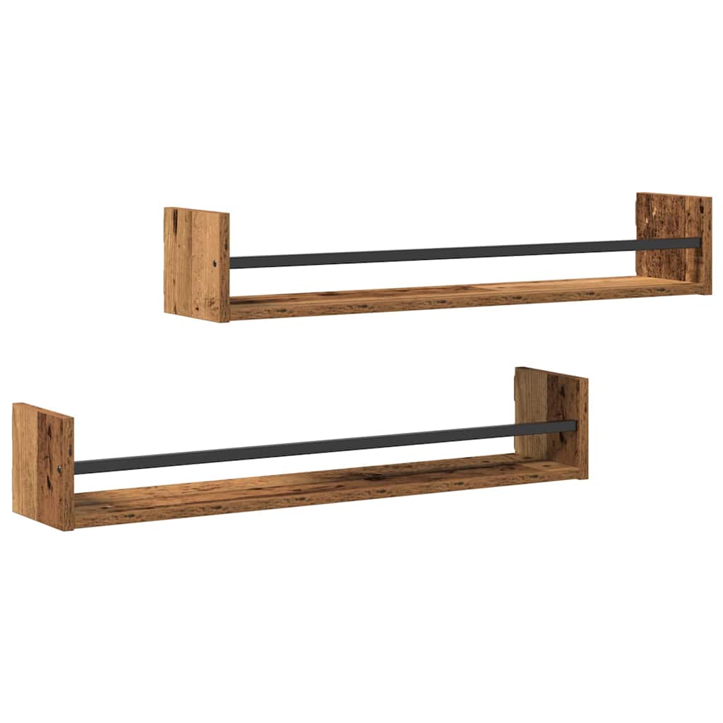 Nástěnná Polička Nástěnný 2 Pcs Staré Dřevo 80 X 16 X 14 Cm