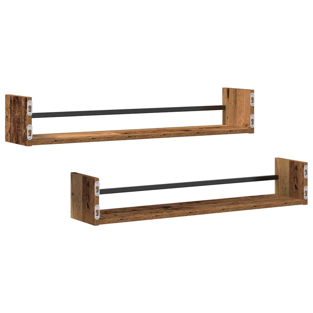 Nástěnná Polička Nástěnný 2 Pcs Staré Dřevo 80 X 16 X 14 Cm
