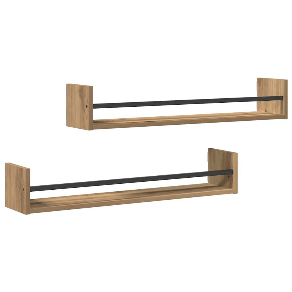 Nástěnná Polička Nástěnná Montáž 2 Pcs Artisanový Dub