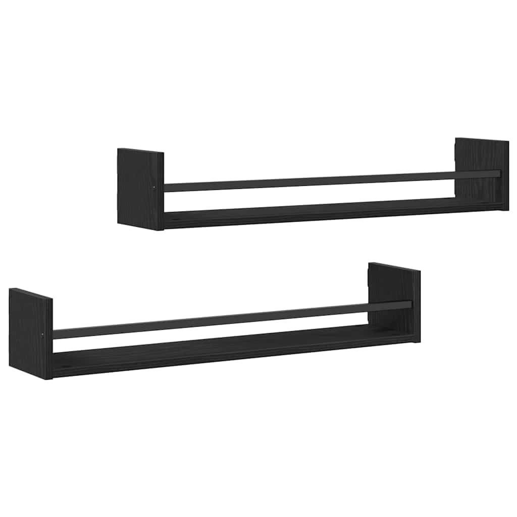 Nástěnná Polička Nástěnný 2 Pcs Černý Dub 80 X 16 X 14 Cm