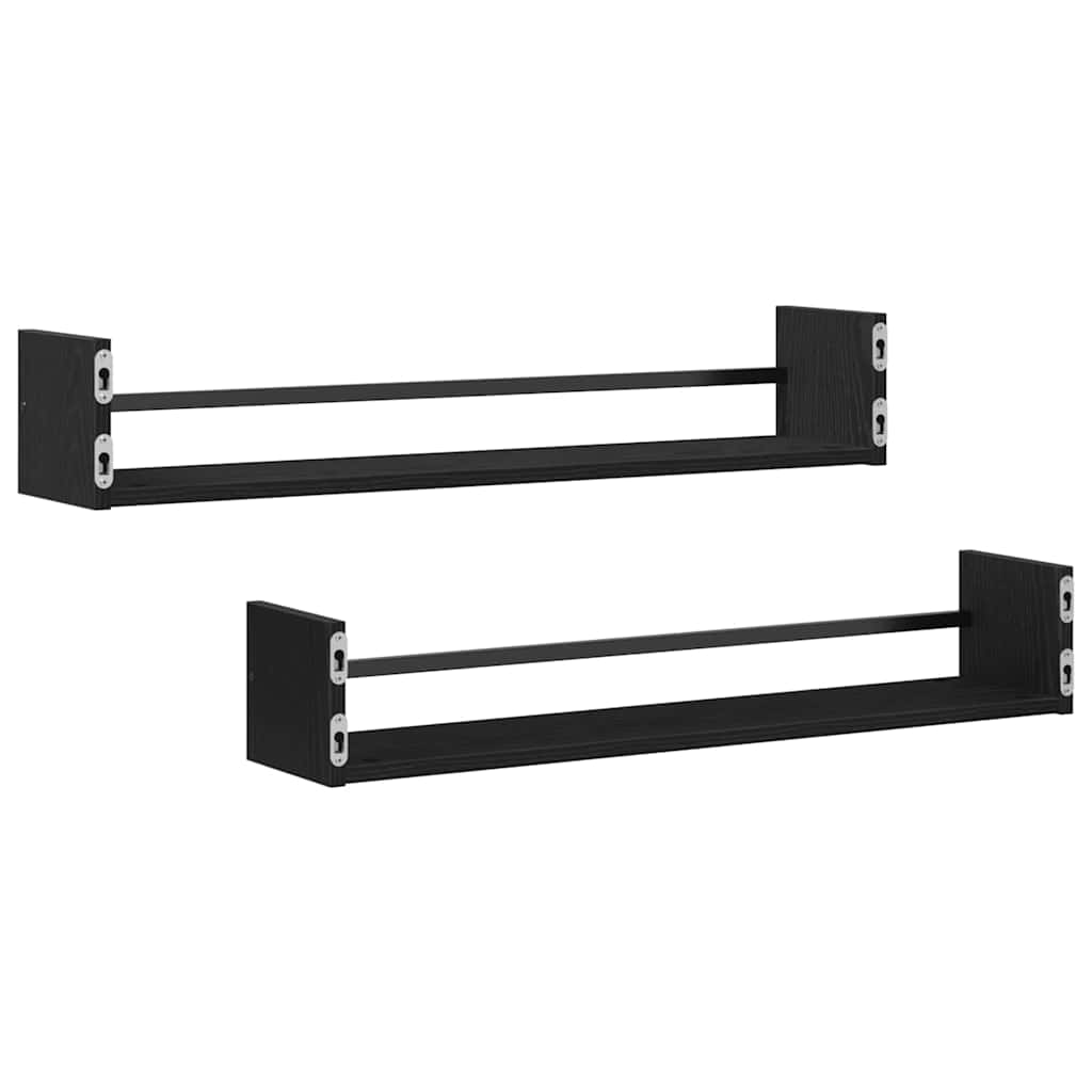 Nástěnná Polička Nástěnný 2 Pcs Černý Dub 80 X 16 X 14 Cm