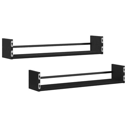 Nástěnná Polička Nástěnný 2 Pcs Černý Dub 80 X 16 X 14 Cm