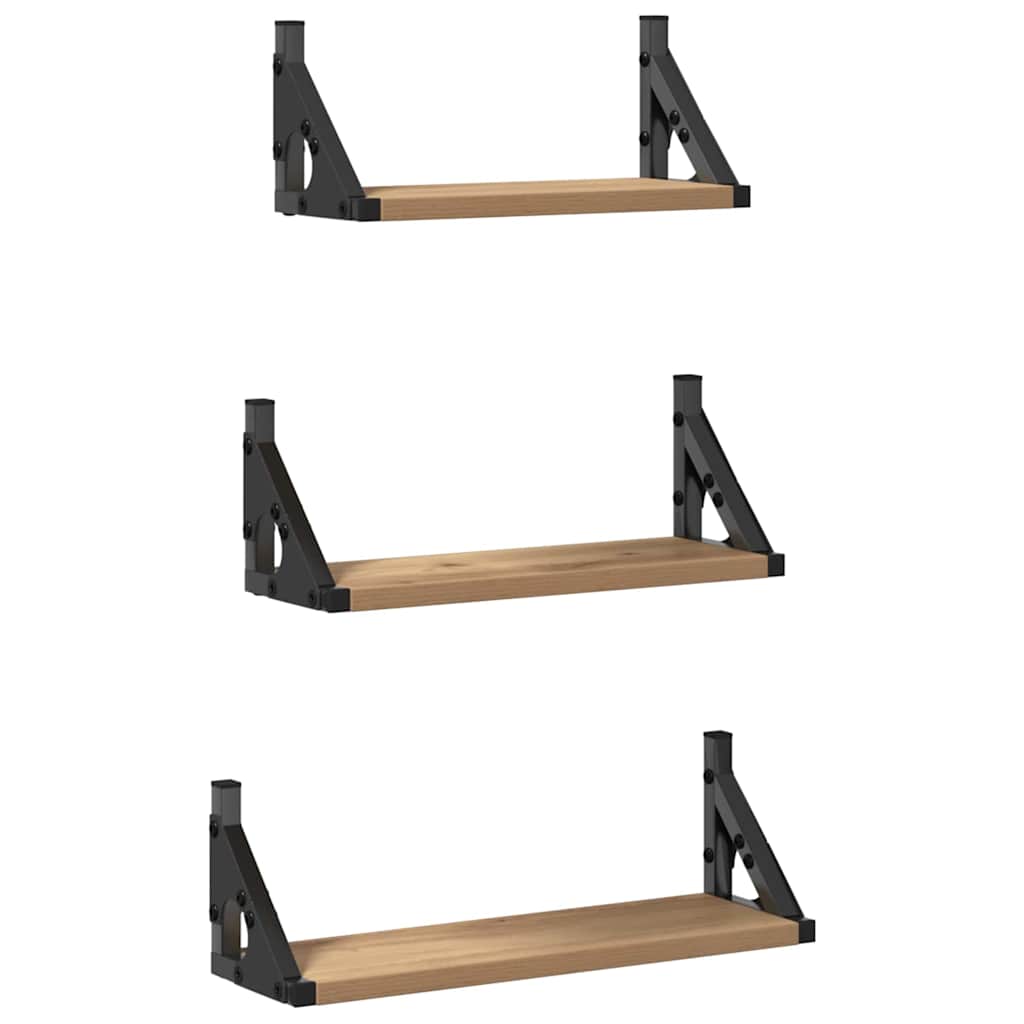 Nástěnná Polička Nástěnná Montáž 3 Pcs Kouřový Dub