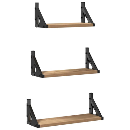 Nástěnná Polička Nástěnná Montáž 3 Pcs Kouřový Dub