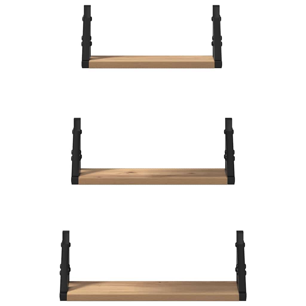 Nástěnná Polička Nástěnná Montáž 3 Pcs Kouřový Dub