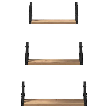 Nástěnná Polička Nástěnná Montáž 3 Pcs Kouřový Dub