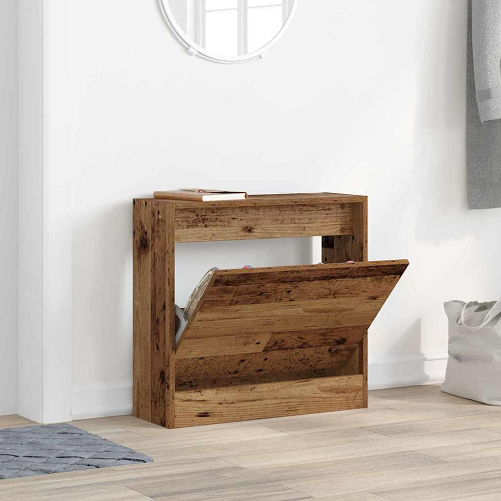 Skříň Na Obuv 60 X 21 X 57 Cm Kompozitní Dřevo Staré Dřevo