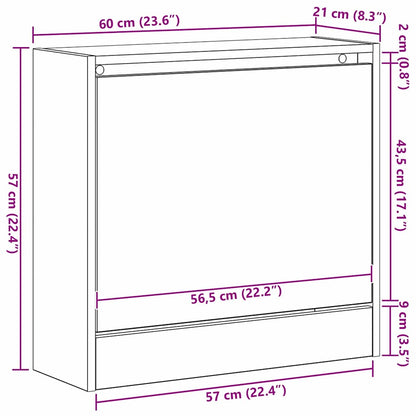 Skříň Na Obuv 60 X 21 X 57 Cm Kompozitní Dřevo Staré Dřevo