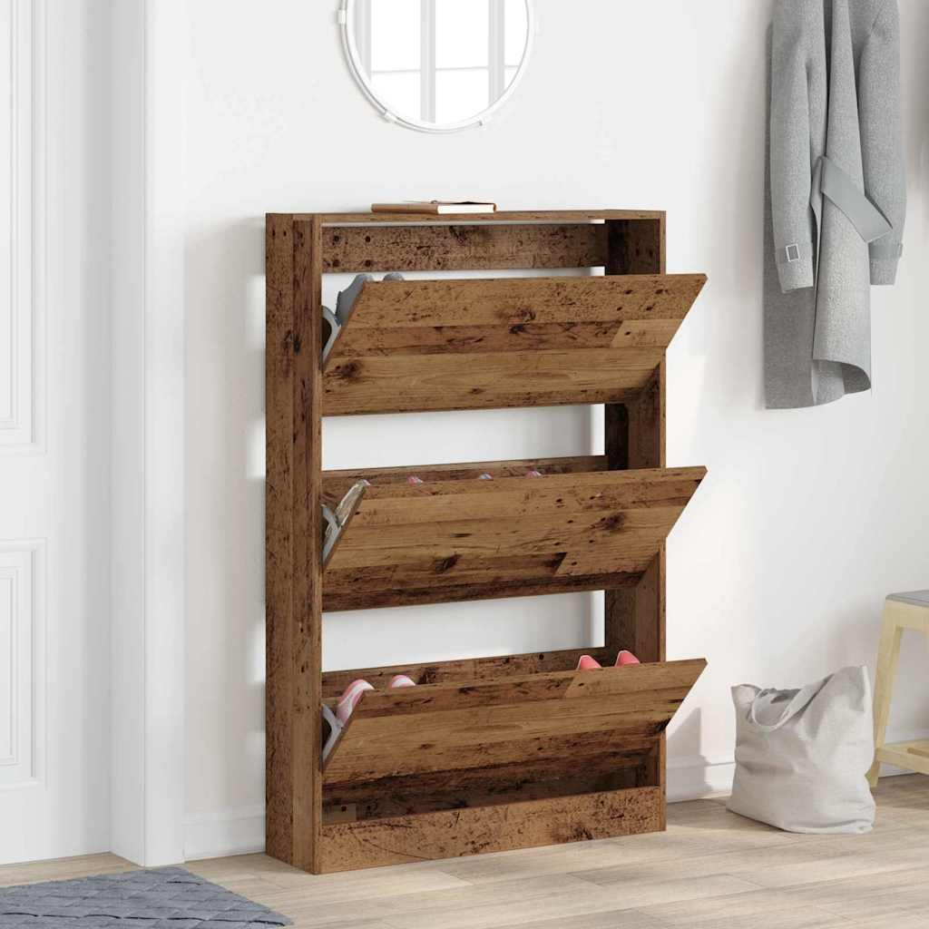 Skříň Na Obuv 80 X 21 X 125,5 Cm Kompozitní Dřevo Staré Dřevo