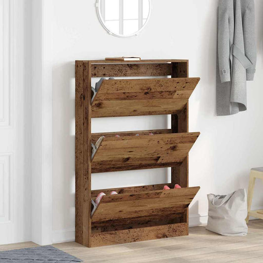 Skříň Na Obuv 80 X 21 X 125,5 Cm Kompozitní Dřevo Staré Dřevo